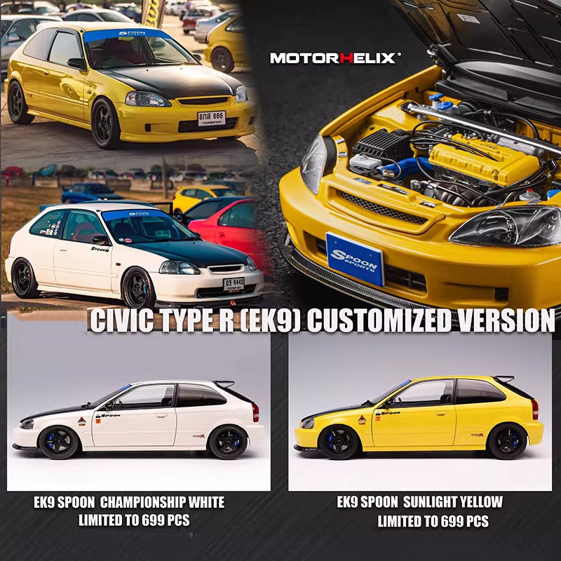 MH Civic Type R EK9 Limited Edition Simulation Alloy Metal Car Model 1 18 Collection