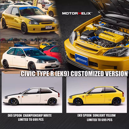 MH Civic Type R EK9 Limited Edition Simulation Alloy Metal Car Model 1 18 Collection
