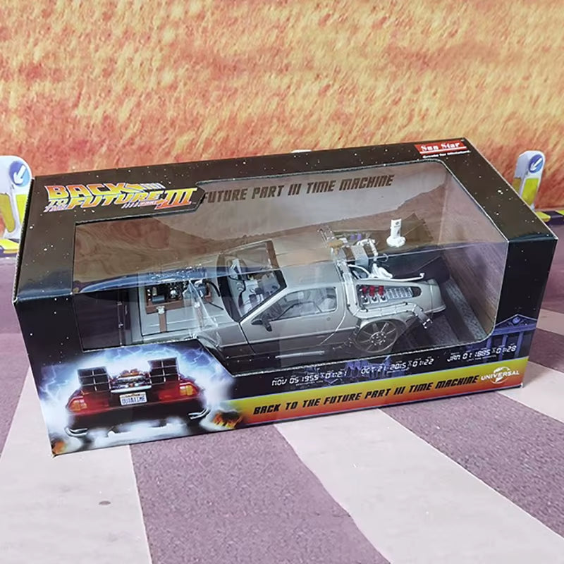 Sun Star 1:18 Returns to Future DMC12 Time Machine Flight Edition Railway Edition Alloy Car Model