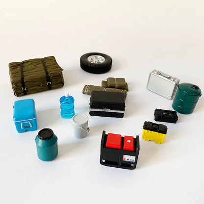 Off Road Vehicle Car 1:18 Parts Kit Water Bucket Rear Spare Tire Oil Bucket Scene Display Car Model