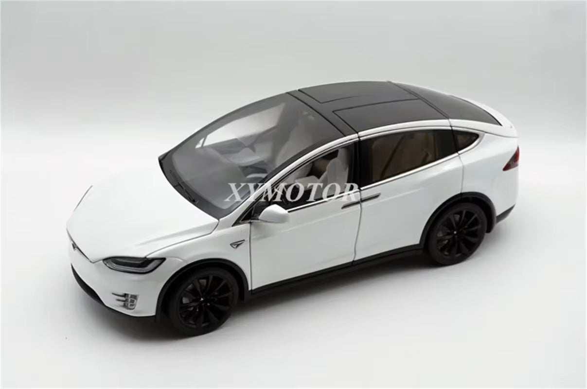1/18 for Tesla Model X P100D SUV Diecast Model Car White/Gray Kids Toys Gift Display Collection Ornaments