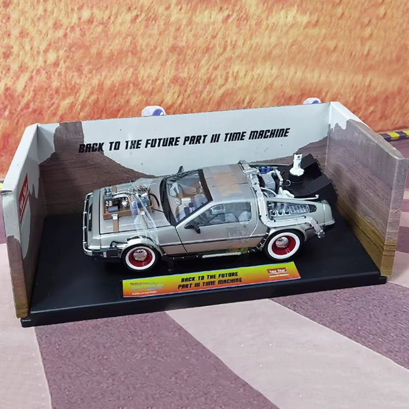 Sun Star 1:18 Returns to Future DMC12 Time Machine Flight Edition Railway Edition Alloy Car Model