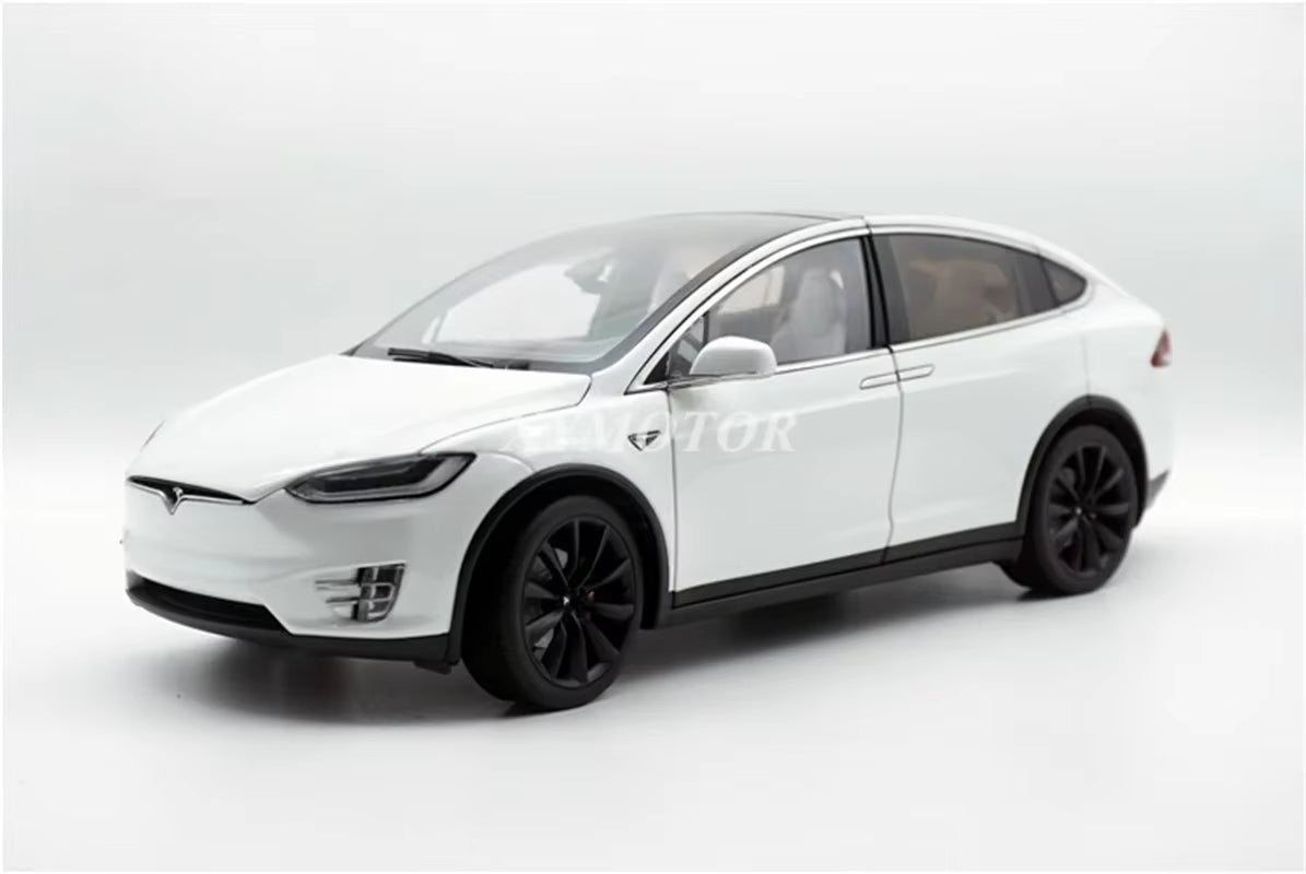 1/18 for Tesla Model X P100D SUV Diecast Model Car White/Gray Kids Toys Gift Display Collection Ornaments