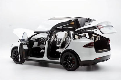 1/18 for Tesla Model X P100D SUV Diecast Model Car White/Gray Kids Toys Gift Display Collection Ornaments
