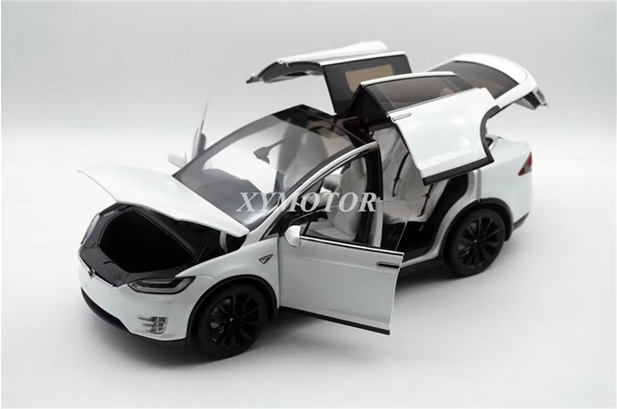 1/18 for Tesla Model X P100D SUV Diecast Model Car White/Gray Kids Toys Gift Display Collection Ornaments