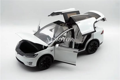 1/18 for Tesla Model X P100D SUV Diecast Model Car White/Gray Kids Toys Gift Display Collection Ornaments