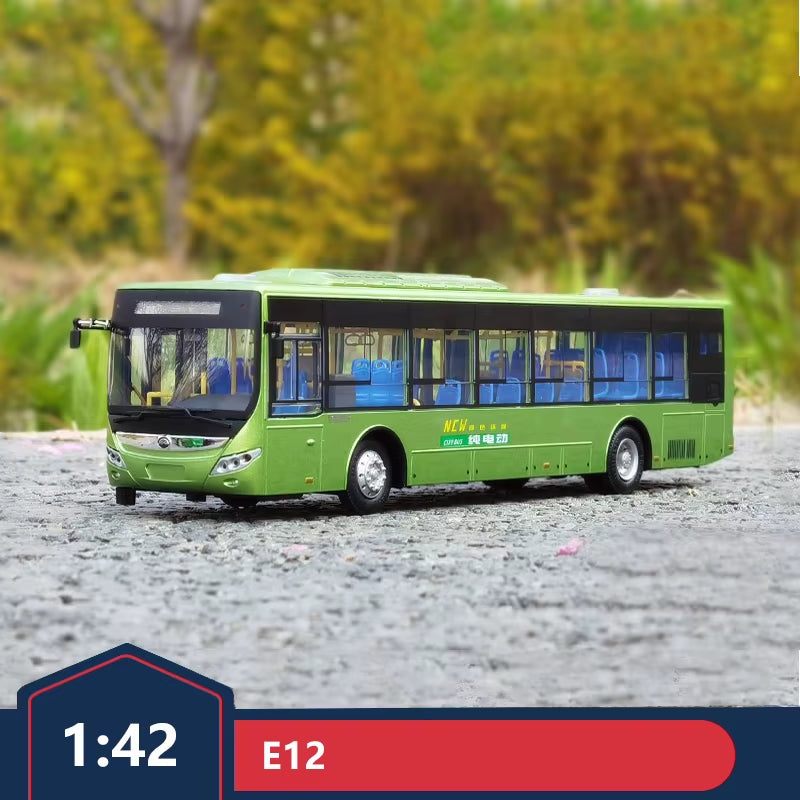 Original 1:42 Yutong Bus Bus Pure Electric E12 Bus Car Model Alloy Car Model