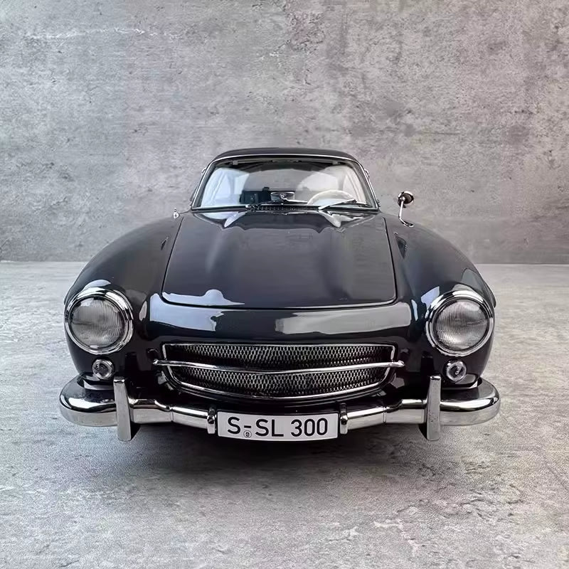 Original Factory 1:12 for 300SL Blue Gray Pearl Paint Leather Box Packaging Alloy Fully Open Car Model